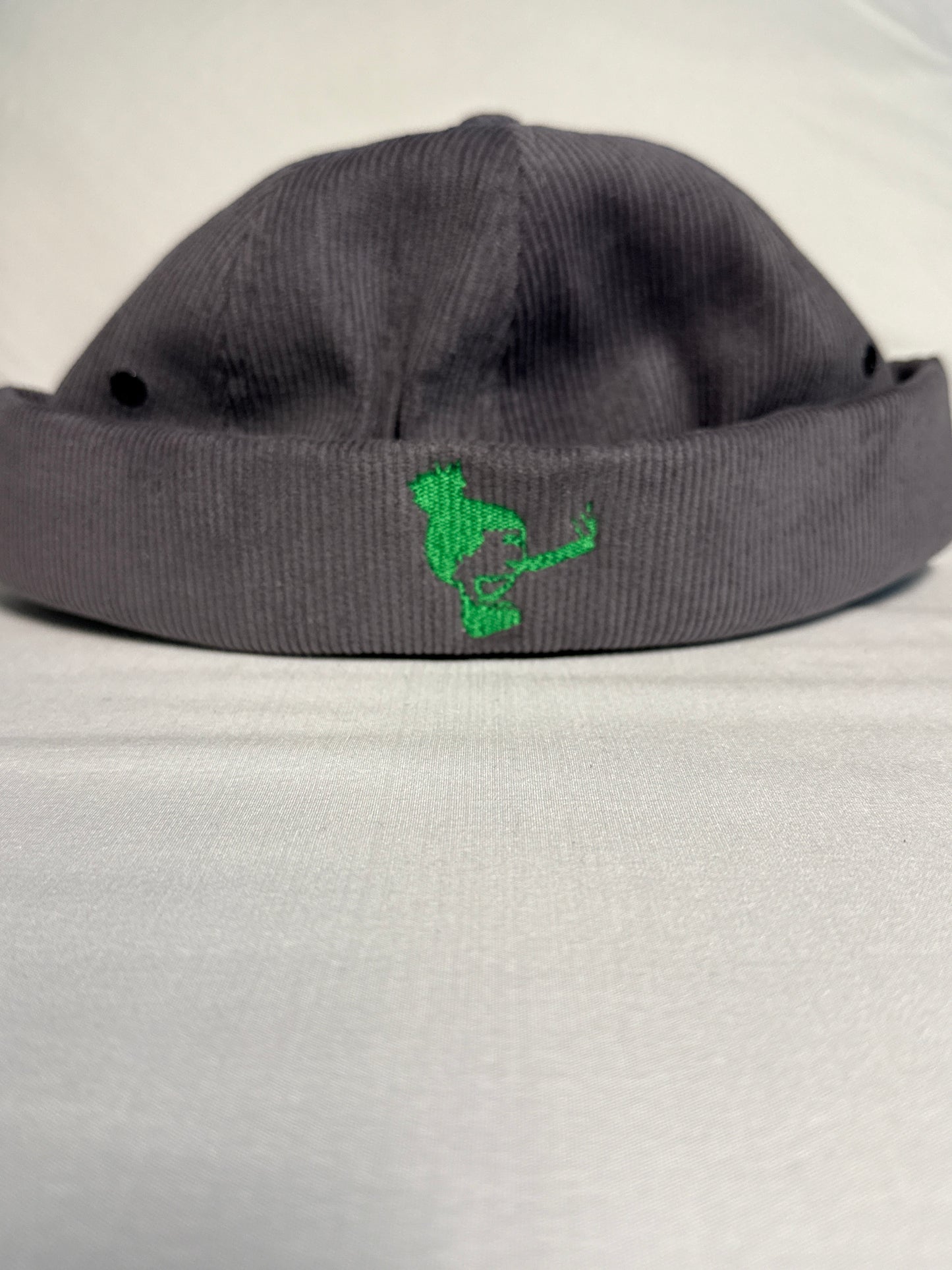 Grey Corduroy Brimless Hat