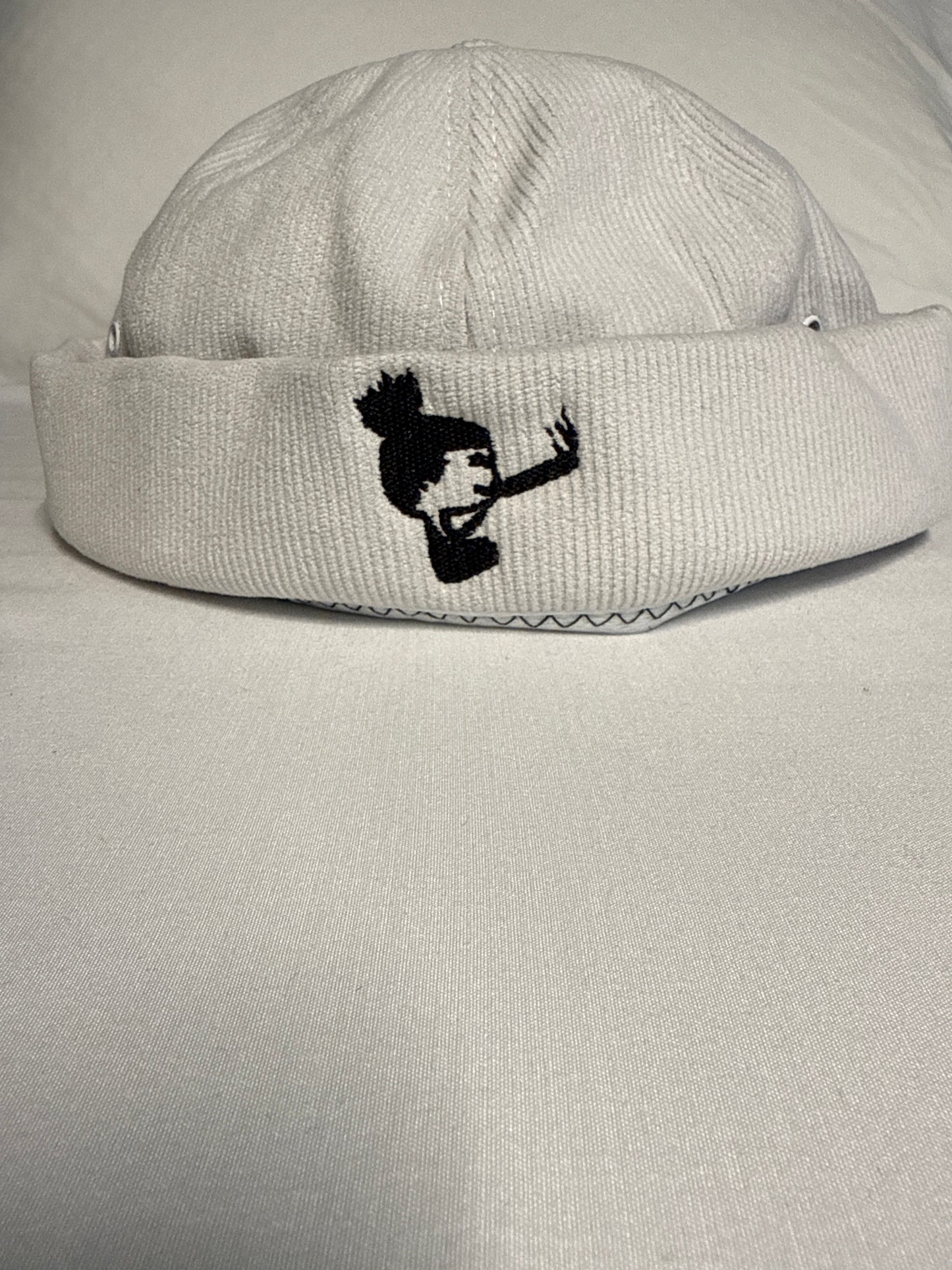White Corduroy Brimless Hat